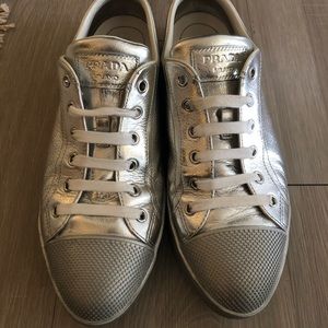Silver Prada “Linea Rossa” Sneakers sz 39 (US 8/9)